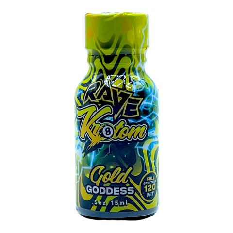 Rave Kratom Shots- Gold Goddess 120 MIT - The Society 