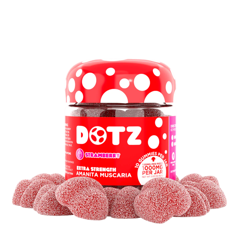 DOTZ- 1,0000mg Strawberry 10 Gummies per Jar - The Society 