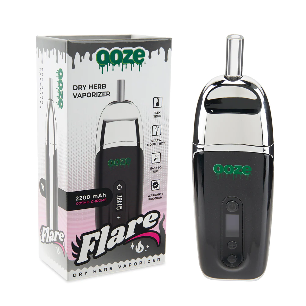 Ooze Flare 2200mah Dry Herb Vaporizer Kit- Cosmic Chrome - The Society 