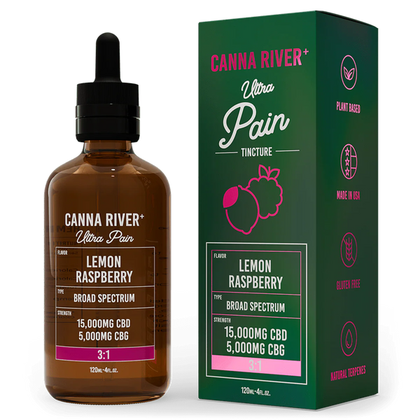 Canna River- CBD Ultra Pain Tincture Broad Spectrum (THC Free) / Assorted / 15000mg CBD + 5000mg CBG / 120mL - The Society