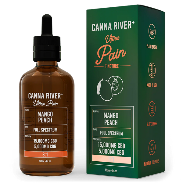 Canna River- CBD Ultra Pain Tincture Broad Spectrum (THC Free) / Assorted / 15000mg CBD + 5000mg CBG / 120mL - The Society