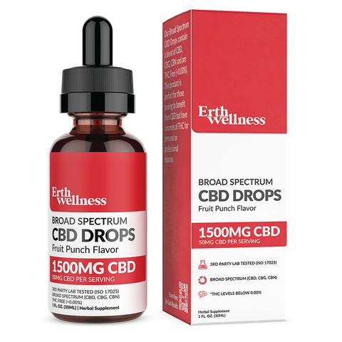 Erth Wellness Broad Spectrum 1500MG CBD Drops Tincture 30ML- Fruit Punch - The Society 