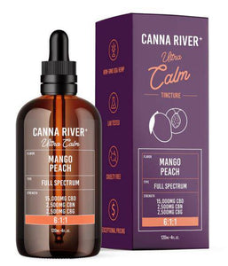 Canna River- 15,000mg Full Spectrum Ultra Calm CBD + 2,500mg CBN + 2,500mg CBG- Mango Peach - The Society 