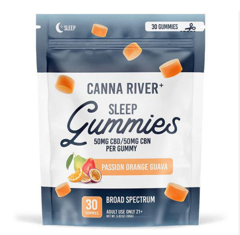 Canna River Sleep Gummies | 30 Count | 50mg CBD + 50mg CBN Per Gummy | 1500mg Total | Passion Orange Guava - The Society 