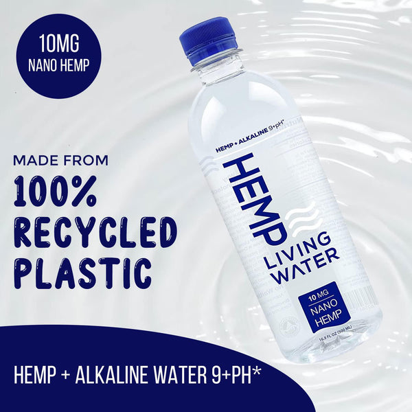 Hemp Living Extract Infused water, Enhanced Hydration, 9.5 pH Balance Smooth Taste, Essential Water, Drinking Alkaline Water, 16.9 FL Oz - The Society 