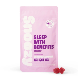 Snoozy Sleep with Benefits Microdose Bed Time Gummies- 20 Pieces, Flavor: Raspberry, Strength: 10MG CBD + 5MG CBN + 2MG THC - The Society 