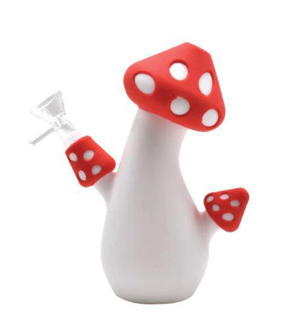 6.5" Silicone Mushroom Bong With Glass Bowl - The Society 