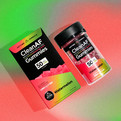 CLEANAF BROAD SPECTRUM 50MG CBD GUMMIES 20CT/JAR- WATERMELON - The Society 