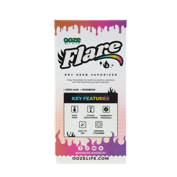 Ooze Flare 2200mah Dry Herb Vaporizer Kit- Rainbow - The Society 