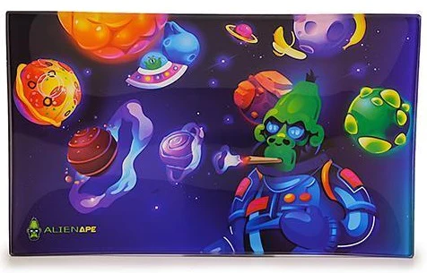 Alien Ape Shatter Resistant Glass Rolling Tray- Large - The Society 