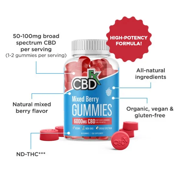 CBDfx Broad Spectrum Gummies 3000mg (60pcs) - Mixed Berries - The Society 