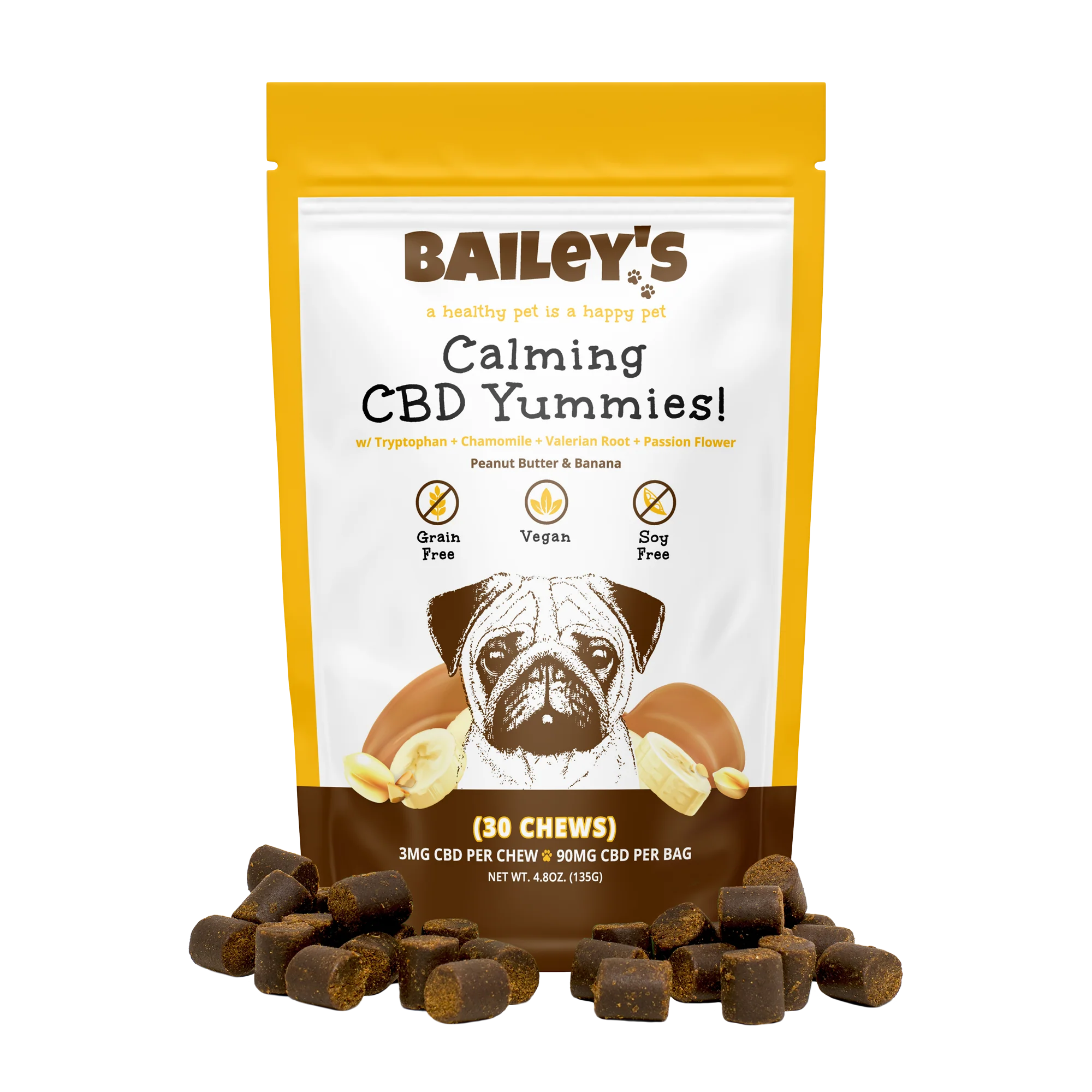 Bailey's CBD Calming Yummies 3mg - Peanut Butter Banana - The Society 