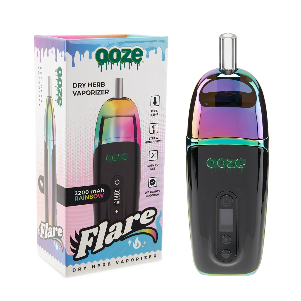 Ooze Flare 2200mah Dry Herb Vaporizer Kit- Rainbow - The Society 