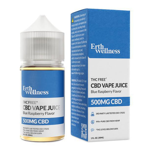 ERTH WELLNESS 500MG 30ML- CBD JUICE, Blue Raspberry flavor - The Society 