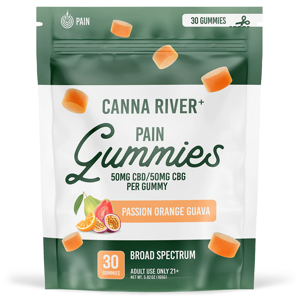 Canna River - CBD Pain Gummies Broad Spectrum (THC Free) / Assorted / 50mg CBD + 50mg CBG per Gummy / 30 Gummies - The Society 