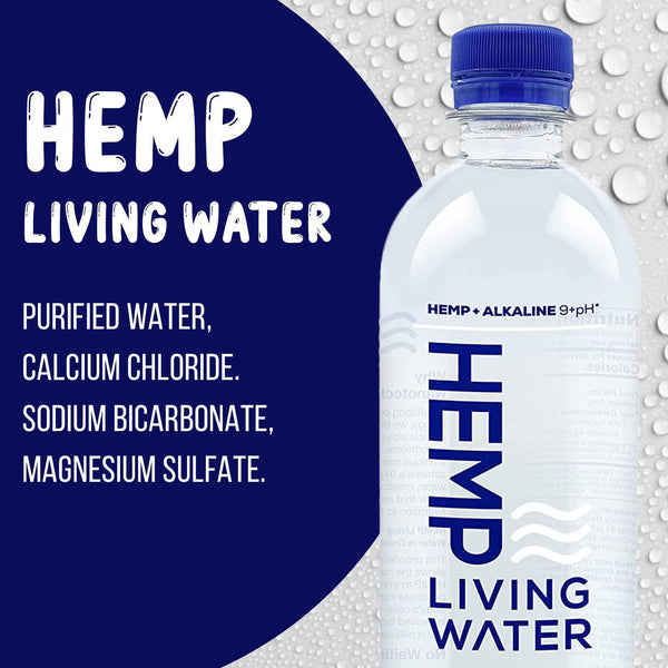 Hemp Living Extract Infused water, Enhanced Hydration, 9.5 pH Balance Smooth Taste, Essential Water, Drinking Alkaline Water, 16.9 FL Oz - The Society 