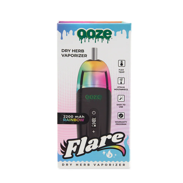 Ooze Flare 2200mah Dry Herb Vaporizer Kit- Rainbow - The Society 