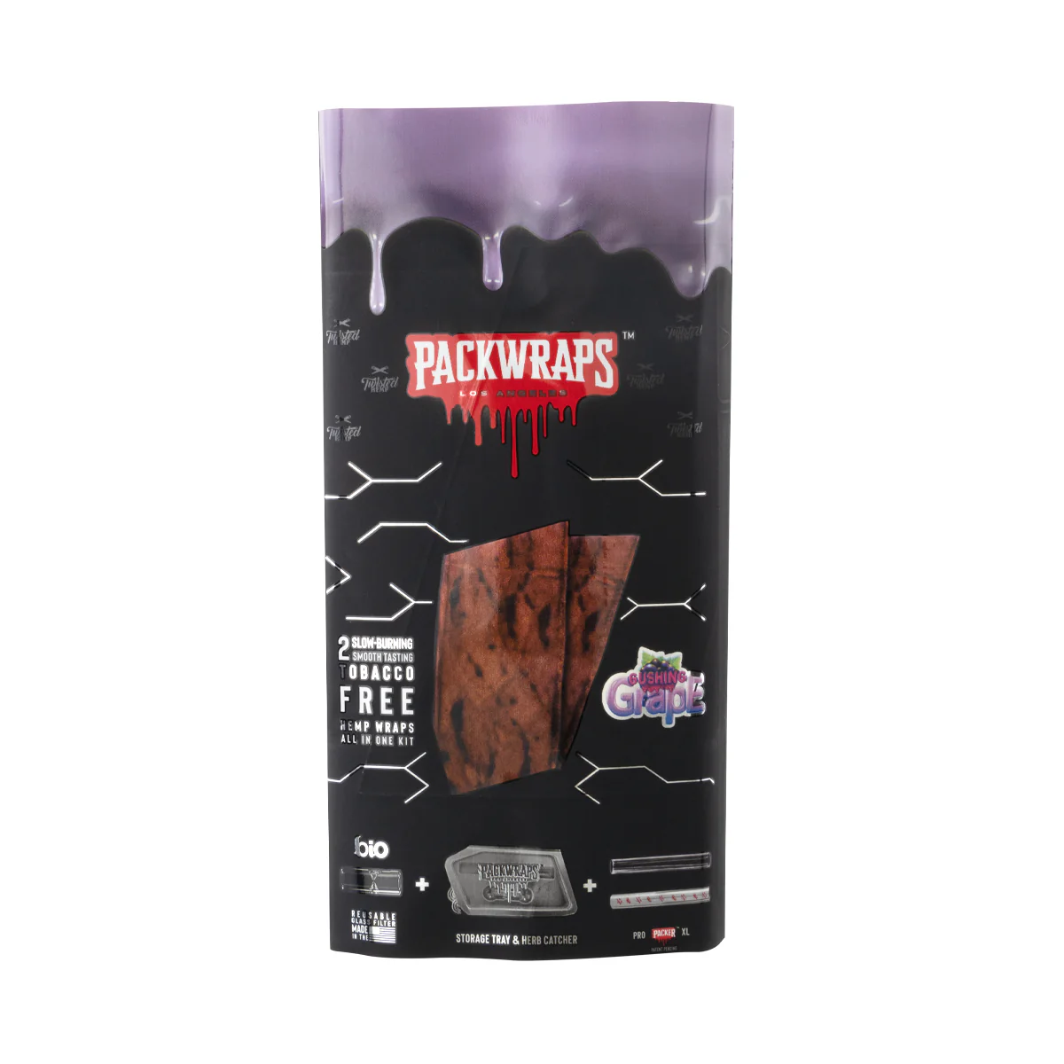 Packwraps™ x BIO™ x Twisted™ All-in-One Hemp Wrap Kit-  Gushing Grape - The Society 