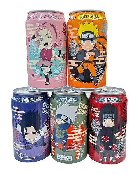 Limited Edition Ocean Bomb Naruto Shippuden- Itachi Uchiha - Super Soda Flavor Collector Cans- Sparkling Water (EXCLUSIVE) , 330 ml, Assorted Flavors - The Society 