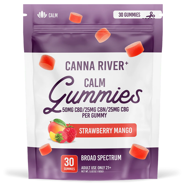 CBD Calm Gummies Broad Spectrum (THC Free) / Assorted / 50mg CBD + 25mg CBN + 25mg CBG per Gummy / 30 Gummies - The Society 