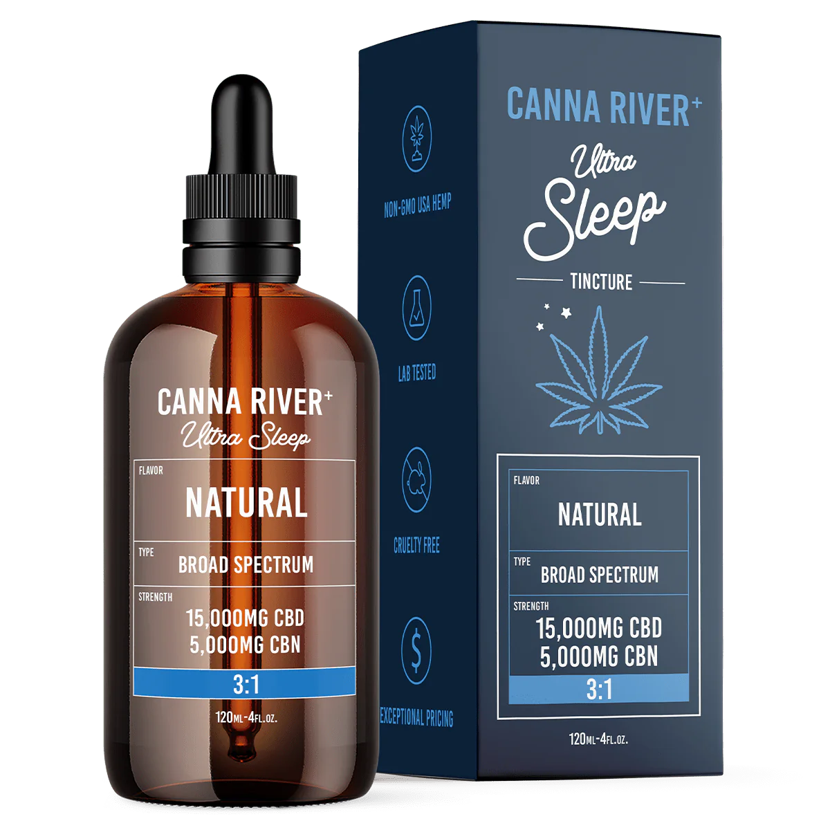 Canna River Ultra Sleep Broad Spectrum Tincture- 15000mg CBD + 5000mg CBN- Natural - The Society