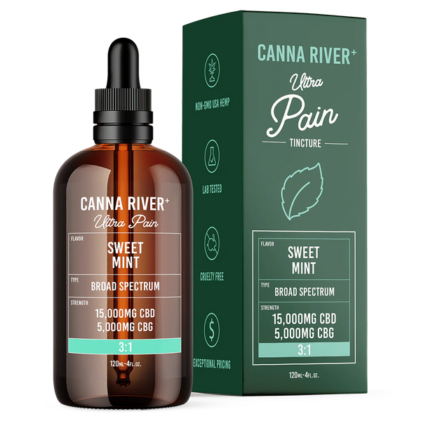 Canna River- CBD Ultra Pain Tincture Broad Spectrum (THC Free) / Assorted / 15000mg CBD + 5000mg CBG / 120mL - The Society