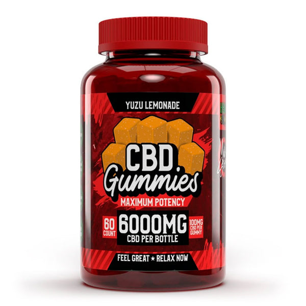 Hemp Bombs, Maximum Potency CBD Gummies, Yuzu Lemonade, Isolate THC-Free, 60ct, 6000mg CBD - The Society