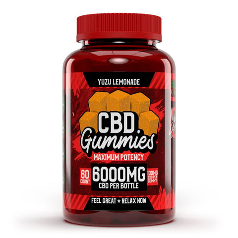 Hemp Bombs, Maximum Potency CBD Gummies, Yuzu Lemonade, Isolate THC-Free, 60ct, 6000mg CBD - The Society