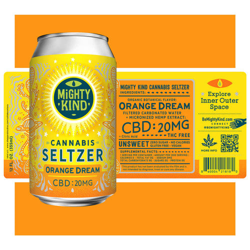 MIGHTY KIND - CANNABIS SELTZER - 20mg CBD - 12 FL OZ (ORANGE DREAM) - The Society