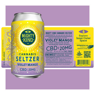 MIGHTY KIND - CANNABIS SELTZER - 20mg CBD - 12 FL OZ (VIOLET MANGO) - The Society