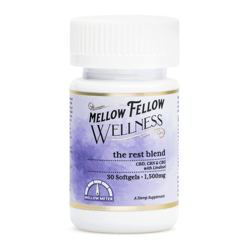 Mellow Fellow Wellness Softgel Capsules – Rest Blend (1500 mg Total Cannabinoids) - The Society