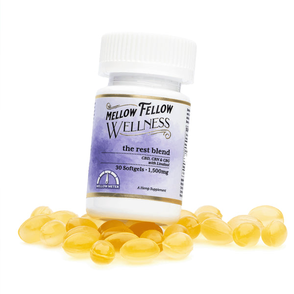 Mellow Fellow Wellness Softgel Capsules – Rest Blend (1500 mg Total Cannabinoids) - The Society