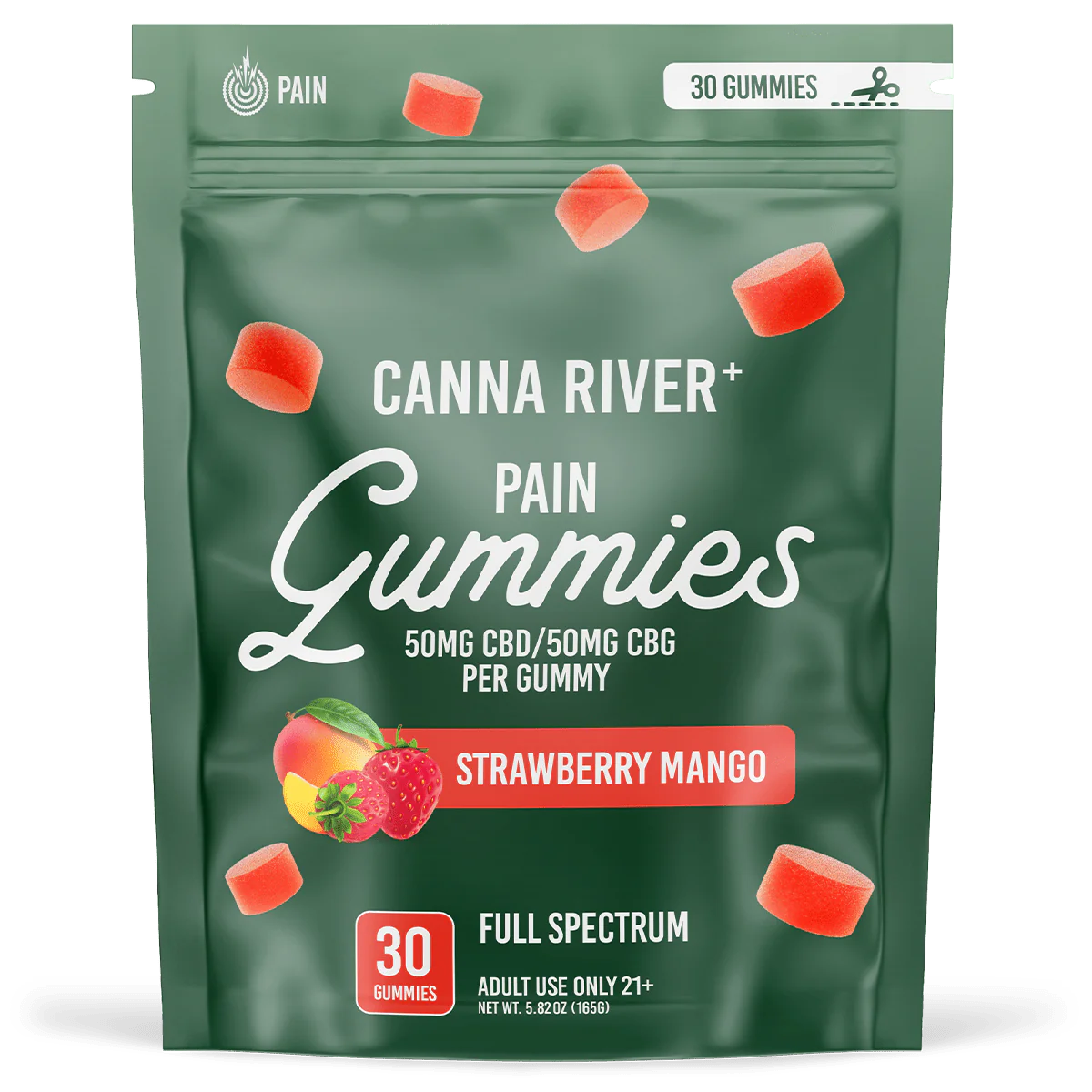 CBD Pain Gummies - Full&nbsp;Spectrum / Assorted / 50mg CBD + 50mg CBG per Gummy / 30 Gummies - The Society