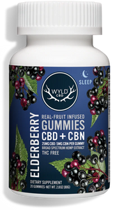 WYLD CBD + CBN Gummies - 600mg (20ct- 25MG CBD + 5MG CBN each)- ElderBerry - The Society