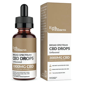 Erth Wellness 3000MG Broad Spectrum CBD Drops Tincture 30ML - THC Free - Unflavored - The Society