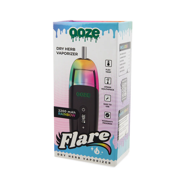 Ooze Flare 2200mah Dry Herb Vaporizer Kit- Rainbow - The Society 