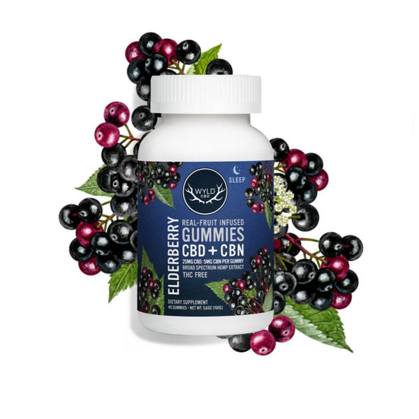 WYLD CBD + CBN Gummies - 250mg  (10ct- 25MG CBD + 5MG CBN each)- ElderBerry - The Society 