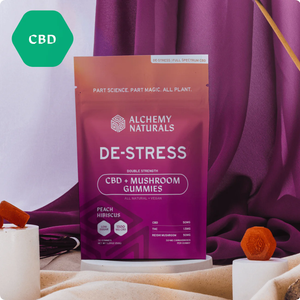 ALCHEMY NATURALS -   DE-STRESS   - Full Spectrum CBD+MUSHROOM GUMMIES 1,500MG - The Society 