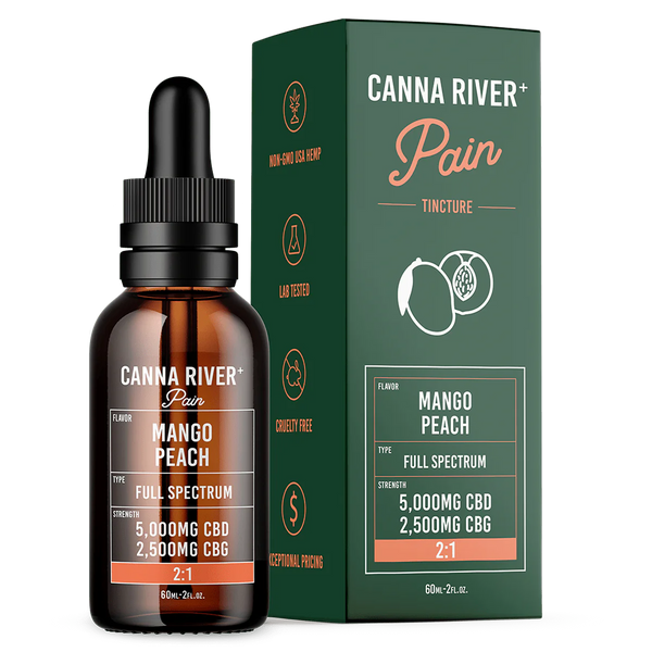 Canna River - CBD Pain Tincture Full Spectrum (Contains THC) / Assorted / 5000mg CBD + 2500mg CBG / 60mL - The Society 