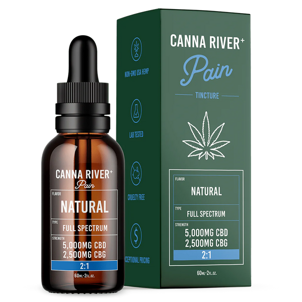 Canna River - CBD Pain Tincture Full Spectrum (Contains THC) / Assorted / 5000mg CBD + 2500mg CBG / 60mL - The Society 