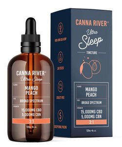 Canna River Ultra Sleep Broad Spectrum Tincture- 15000mg CBD + 5000mg CBN- Mango Peach - The Society 