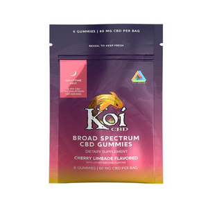 Koi Broad Spectrum CBD Gummies- 6 Gummies, 60mg per bag, Nightime Rest- Cherry Limeade Flavor - The Society 