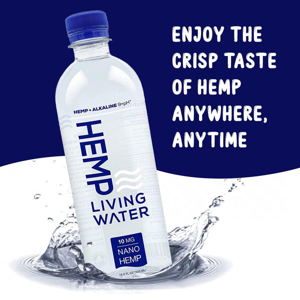Hemp Living Extract Infused water, Enhanced Hydration, 9.5 pH Balance Smooth Taste, Essential Water, Drinking Alkaline Water, 16.9 FL Oz - The Society 