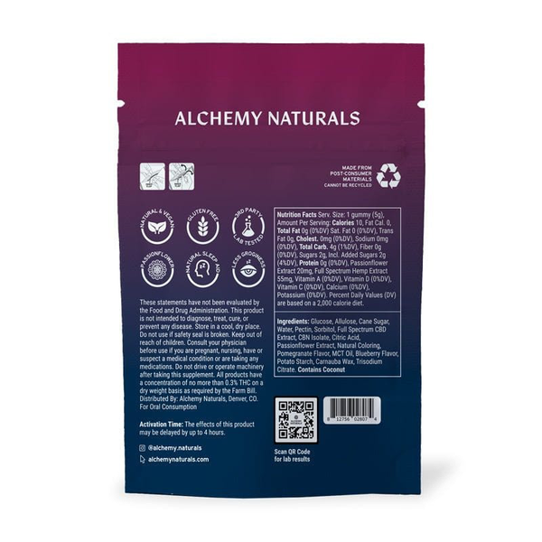 ALCHEMY NATURALS  -  SLEEP - Full Spectrum CBD+CBN GUMMIES 1,500MG - The Society 