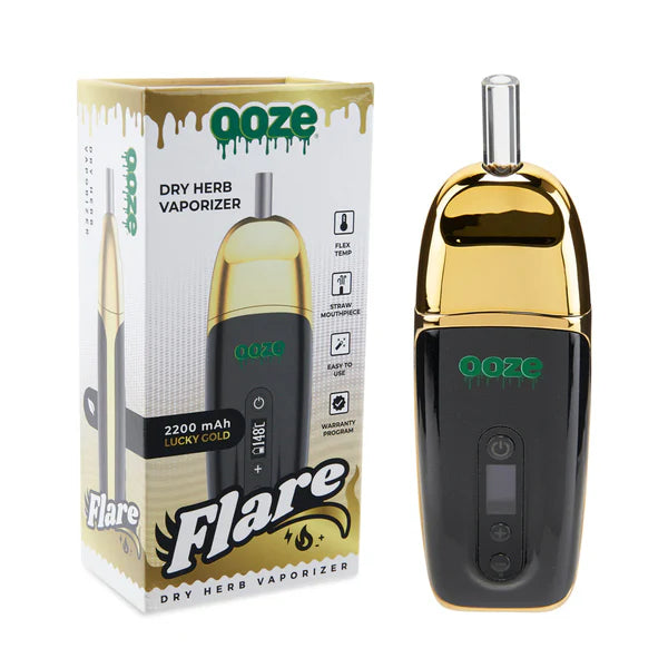 Ooze Flare 2200mah Dry Herb Vaporizer Kit- Lucky Gold - The Society
