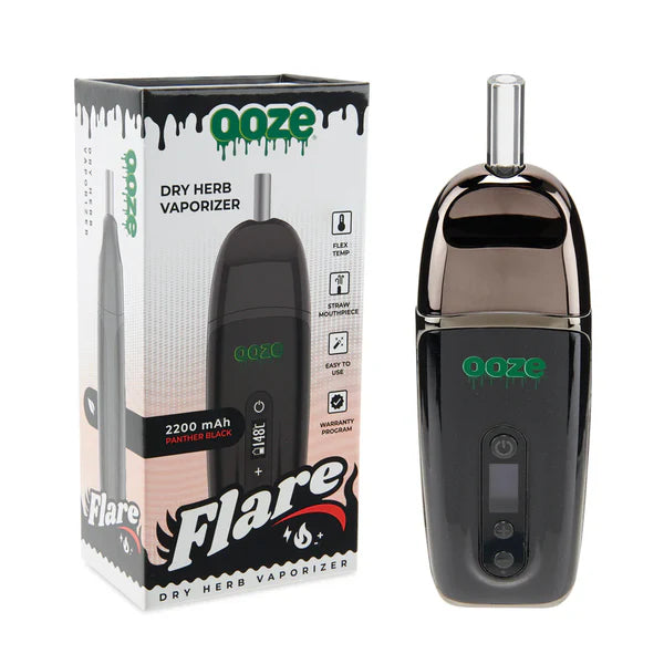 Ooze Flare 2200mah Dry Herb Vaporizer Kit- Panther Black - The Society