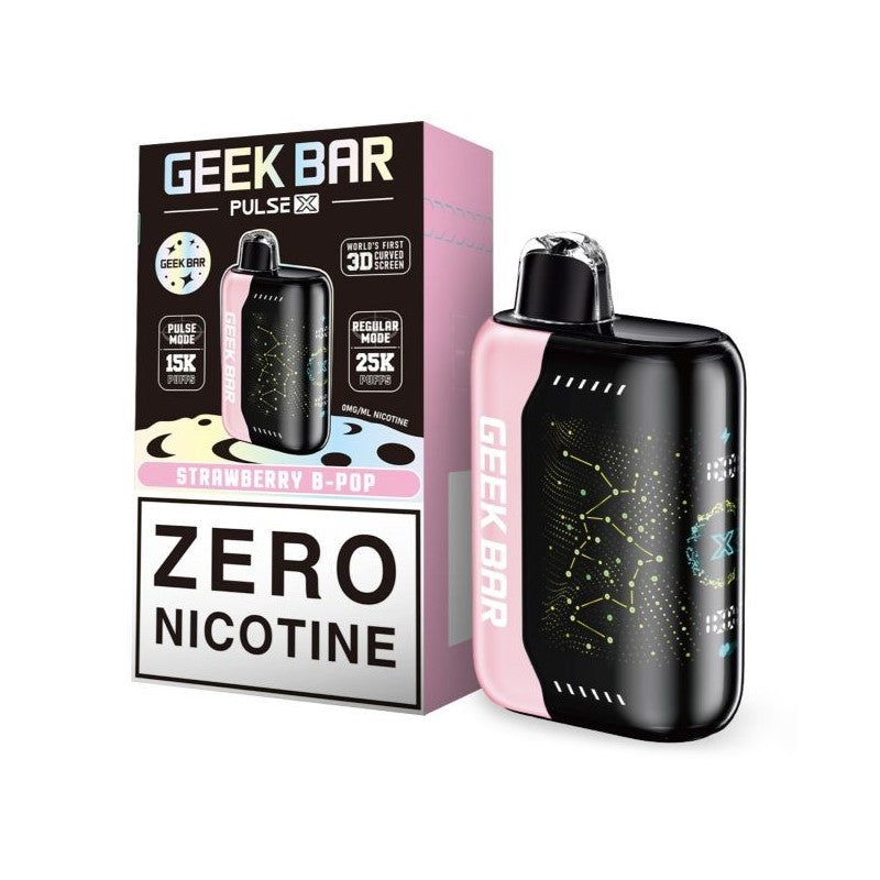 Geek Bar Pulse X - Strawberry B-Pop, Zero Nicotine - The Society