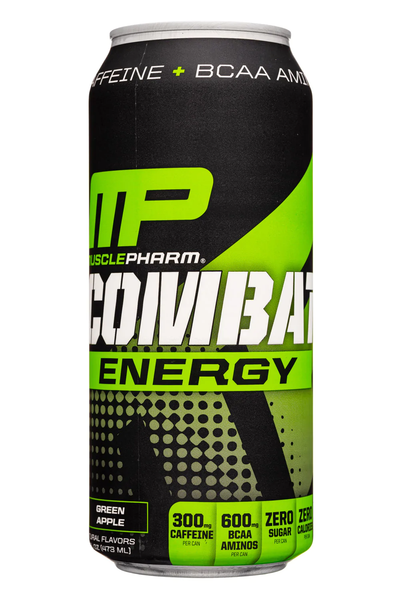 MP- Musclepharm Combat Energy Drink 16 fl oz.- Green Apple - The Society 