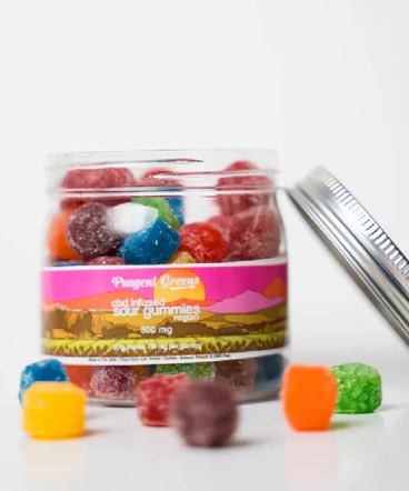 Full Spectrum CBD Sour Gummy Bears By Pungent Greens- Assorted - The Society 