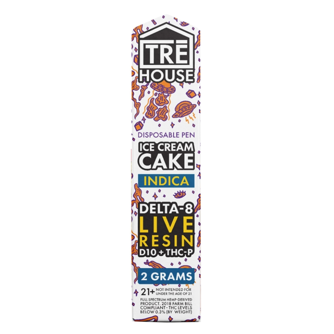 TRE House - Delta 8 Vape - D8 Live Resin:D10:THCP Disposable Pen - Ice Cream Cake - 2g - 2g - The Society 
